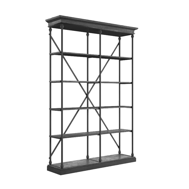 Black Steel Wood Bookshelf