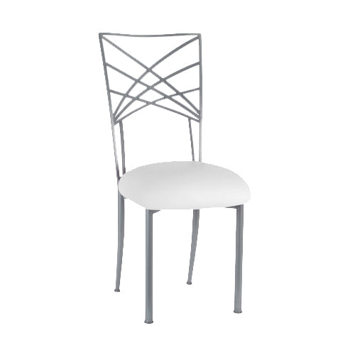 White Leather Silver Fanfare Chair
