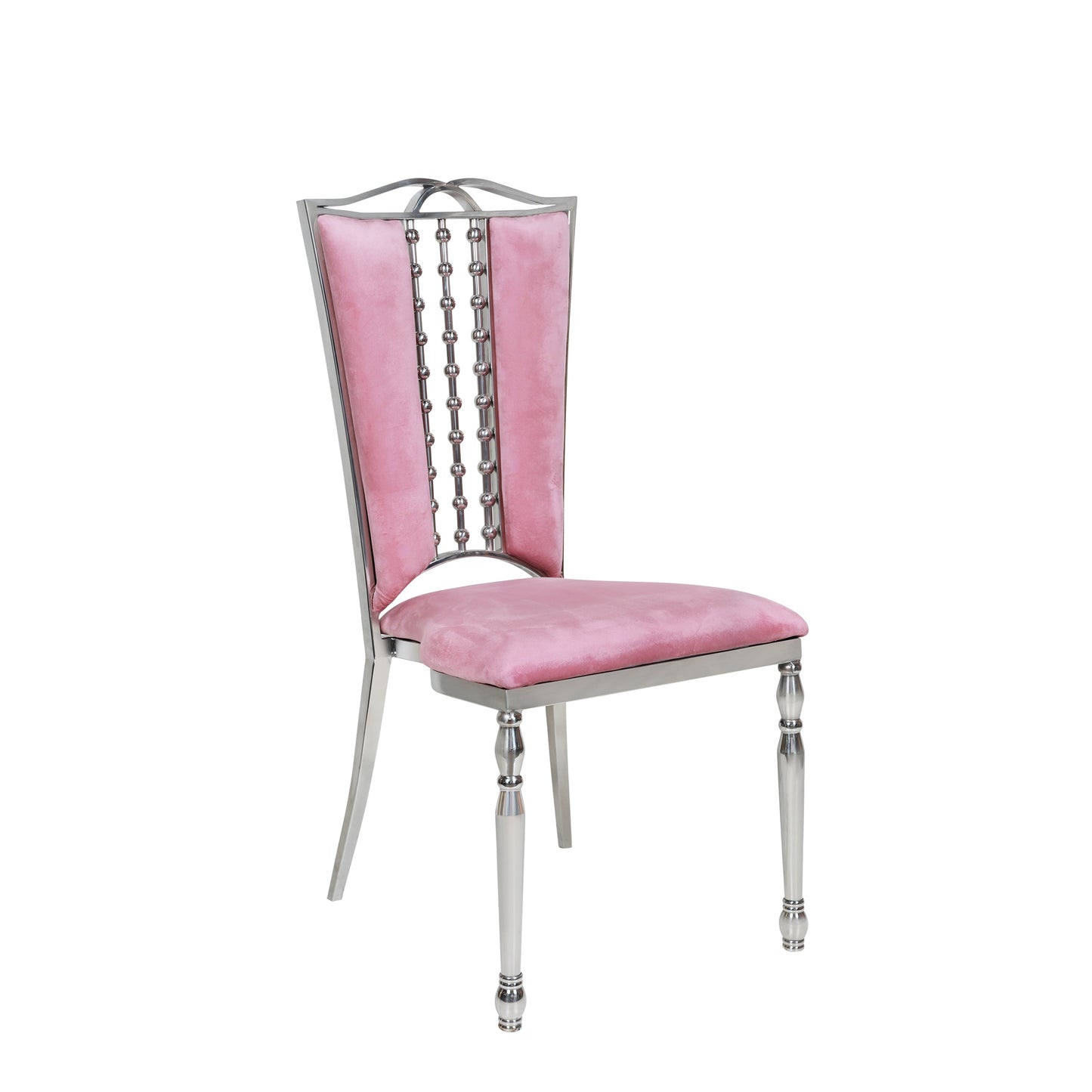 Pink Velvet Silver Bellasima Chair