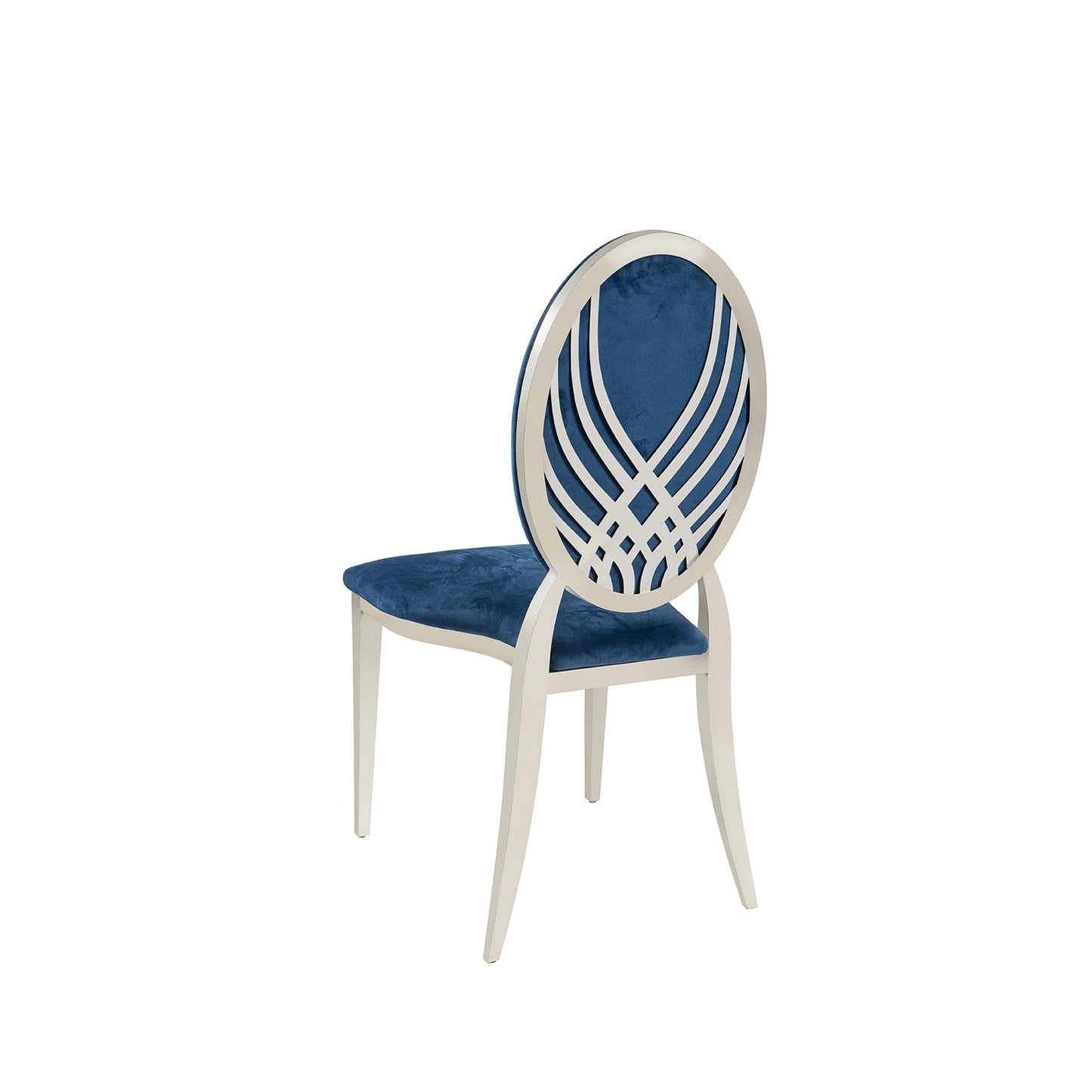 Blue Velvet Silver Moire` Chair