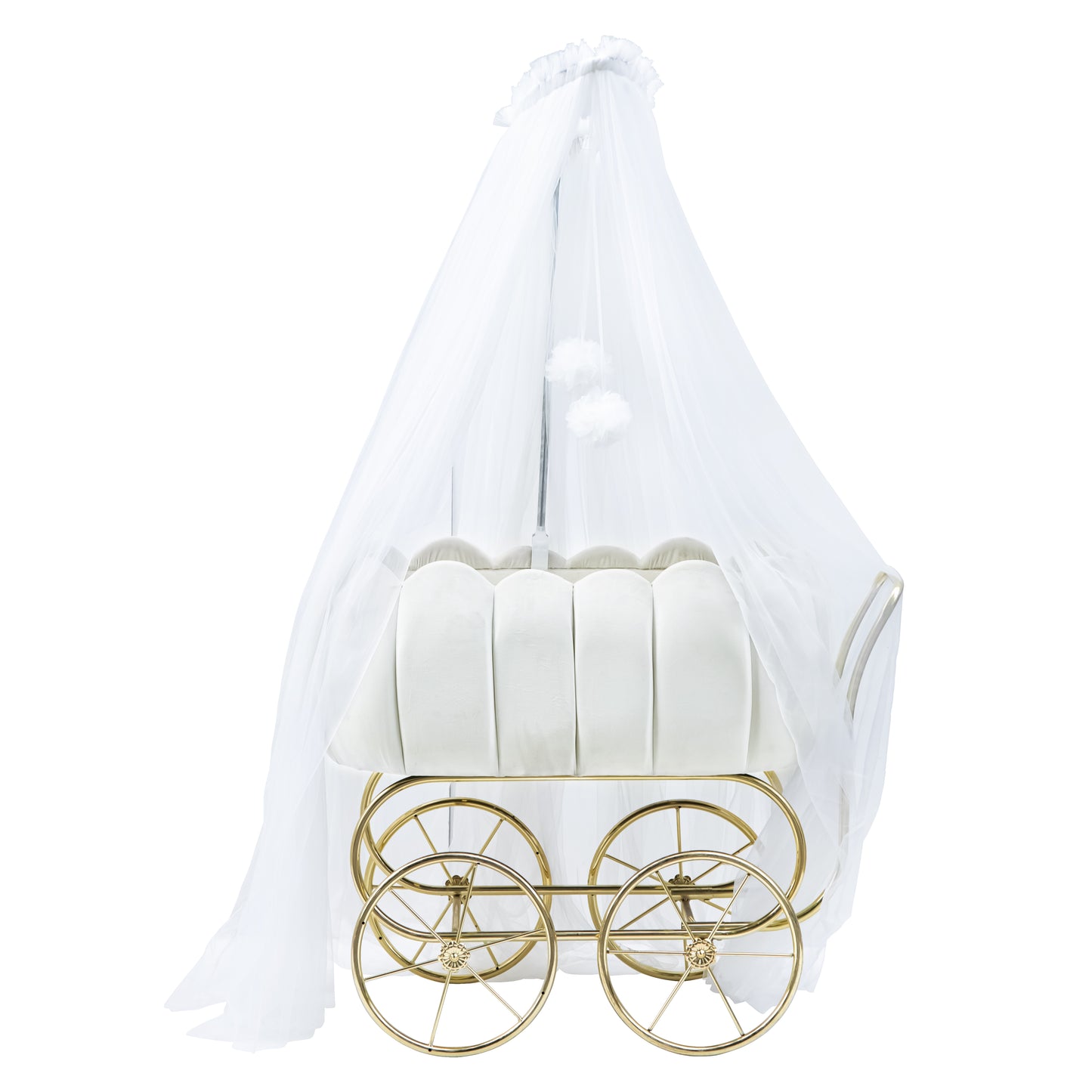 Cream Velvet Carriage Bassinet