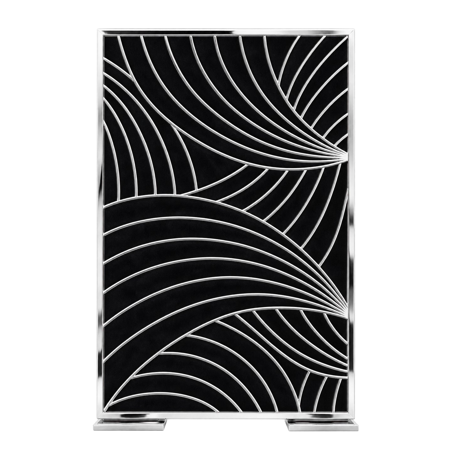 Silver Black Curved Partition