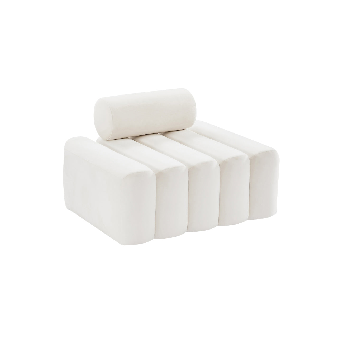 Cream Velvet Cylinder Lounge Chair
