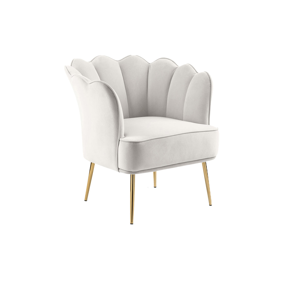 Cream Velvet Scalloped Lounge Chair