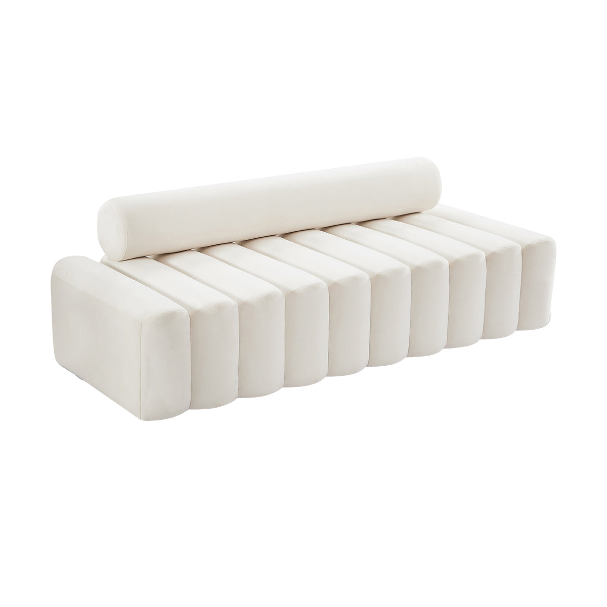 Cream Velvet Cylinder Sofa