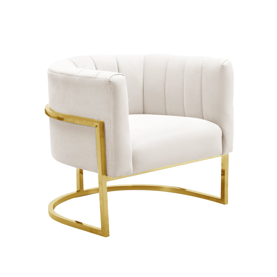 White Velvet Lounge Chair