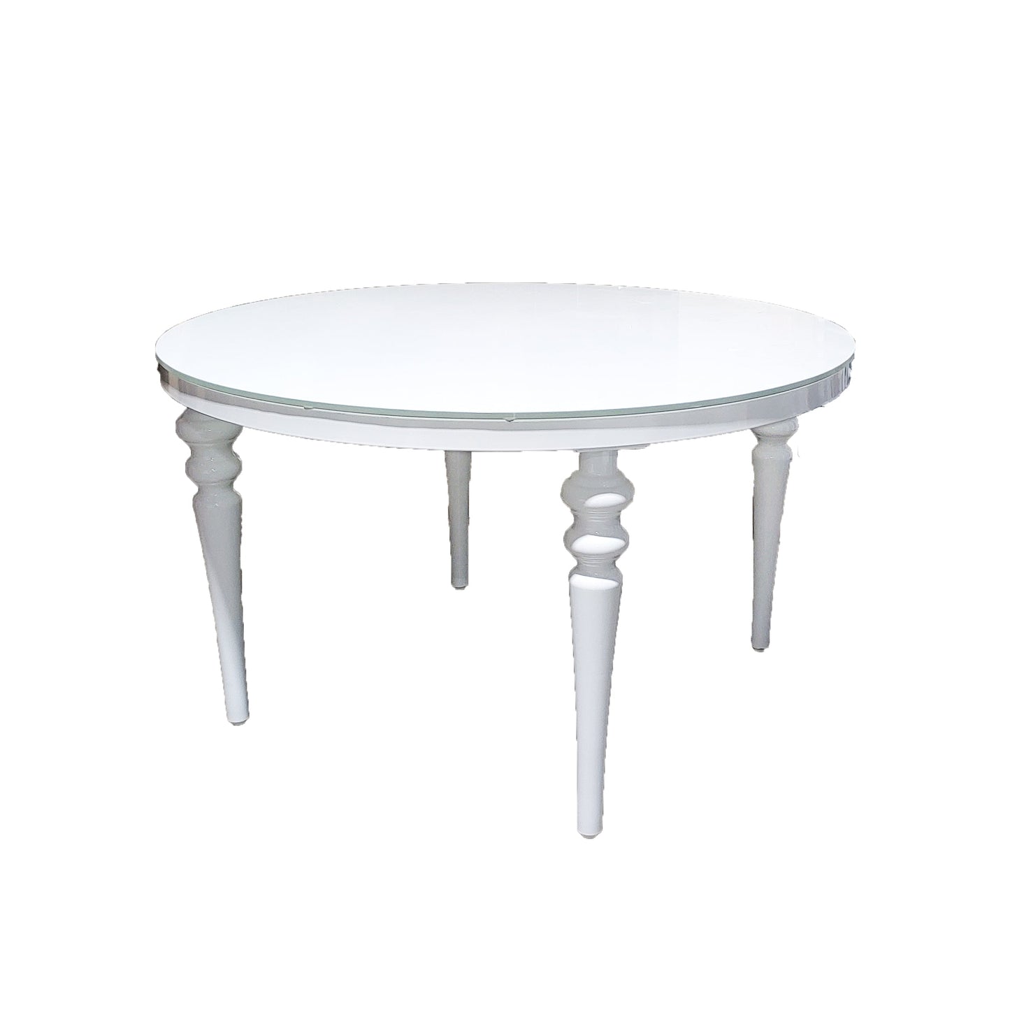 White Glass Top Round Table