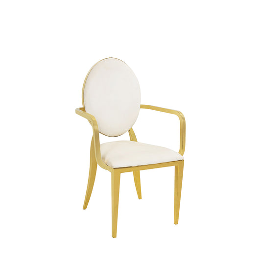 Ivory Velvet Rose` Gold Armchair