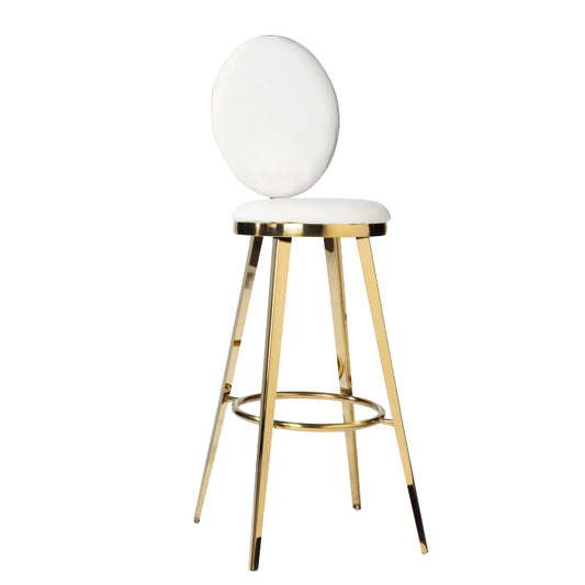 White Leather Gold Barstool
