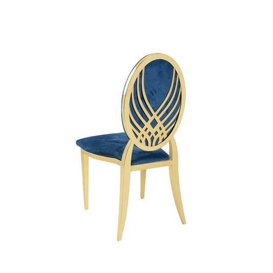 Blue Velvet Gold Moire` Chair