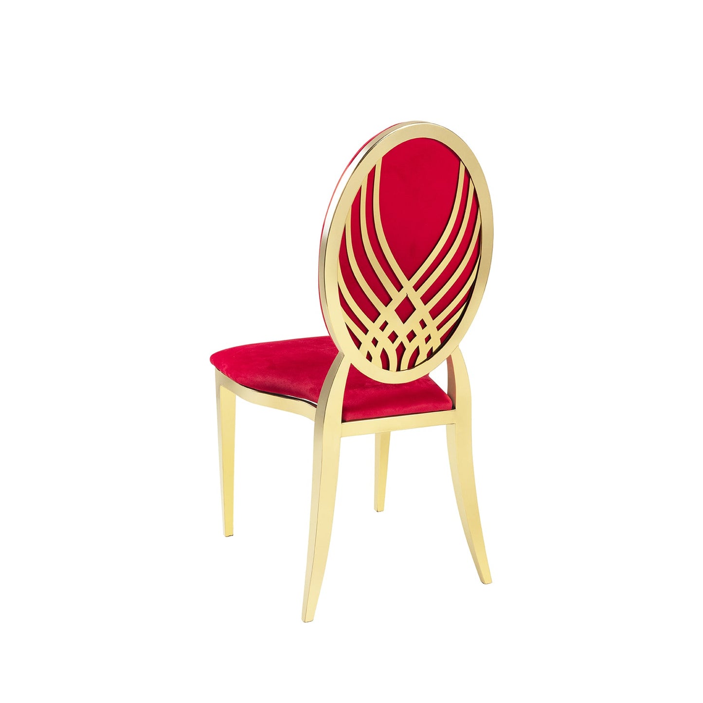 Red Velvet Gold Moire` Chair