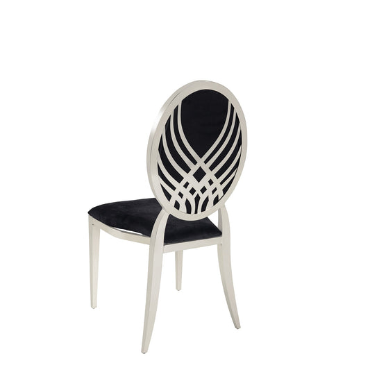 Black Velvet Silver Moire` Chair