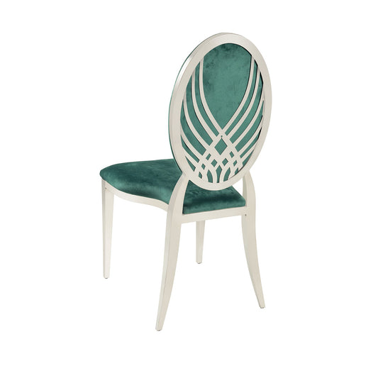 Green Velvet Silver Moire` Chair