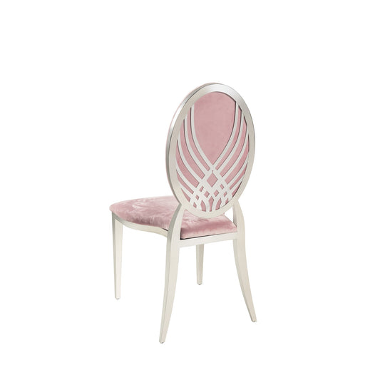 Pink Velvet Silver Moire` Chair