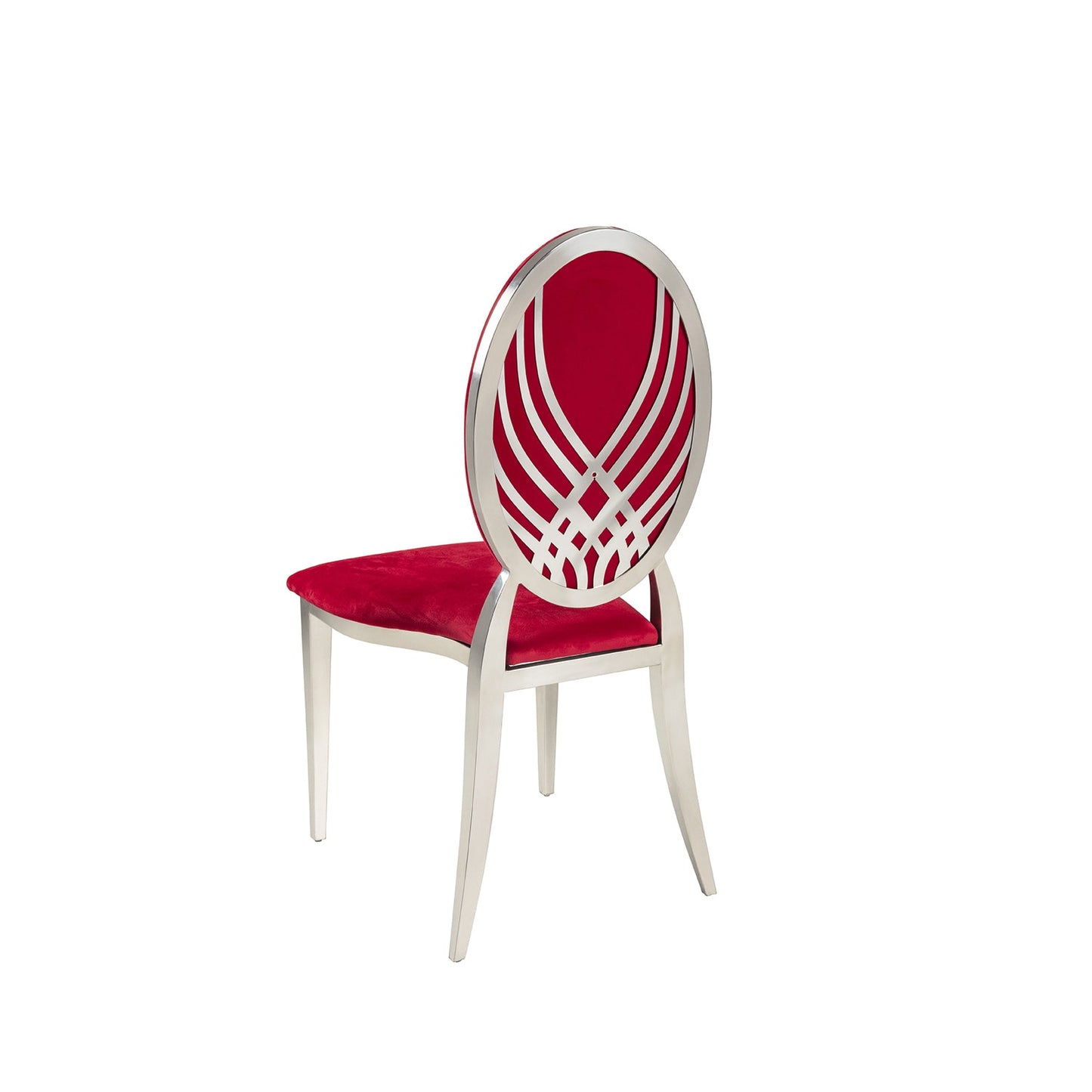 Red Velvet Silver Moire` Chair