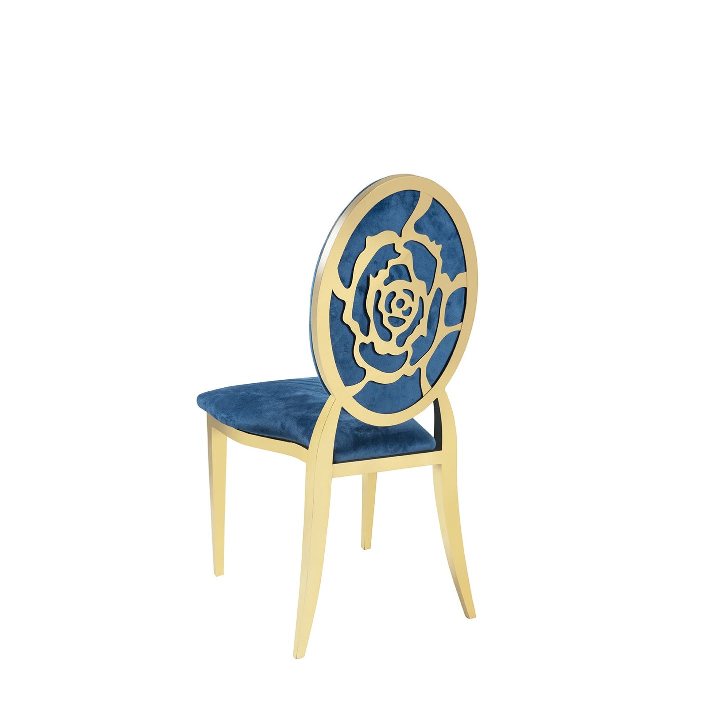 Blue Velvet Gold Rose` Chair