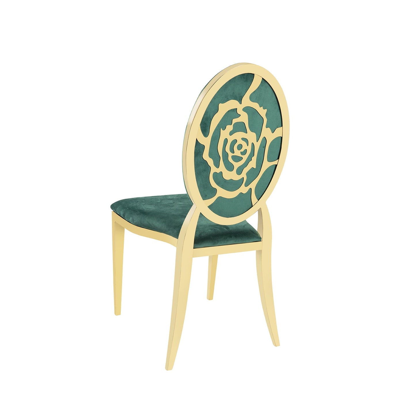 Green Velvet Gold Rose` Chair