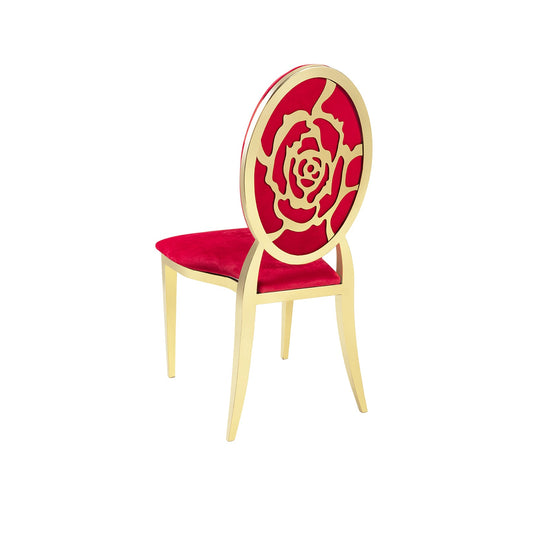 Red Velvet Gold Rose` Chair