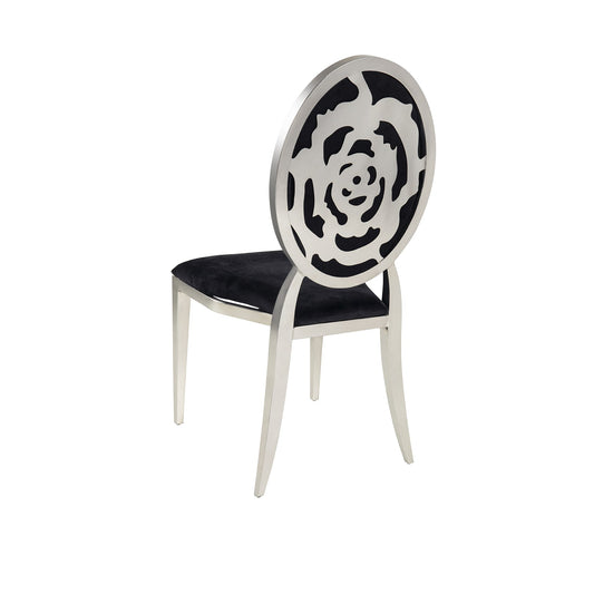 Black Velvet Silver Rose` Chair