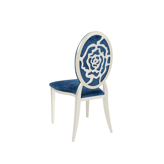 Blue Velvet Silver Rose` Chair