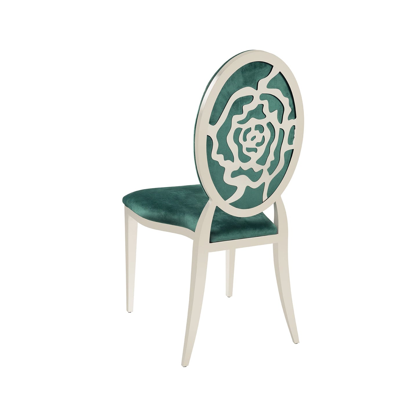 Green Velvet Silver Rose` Chair