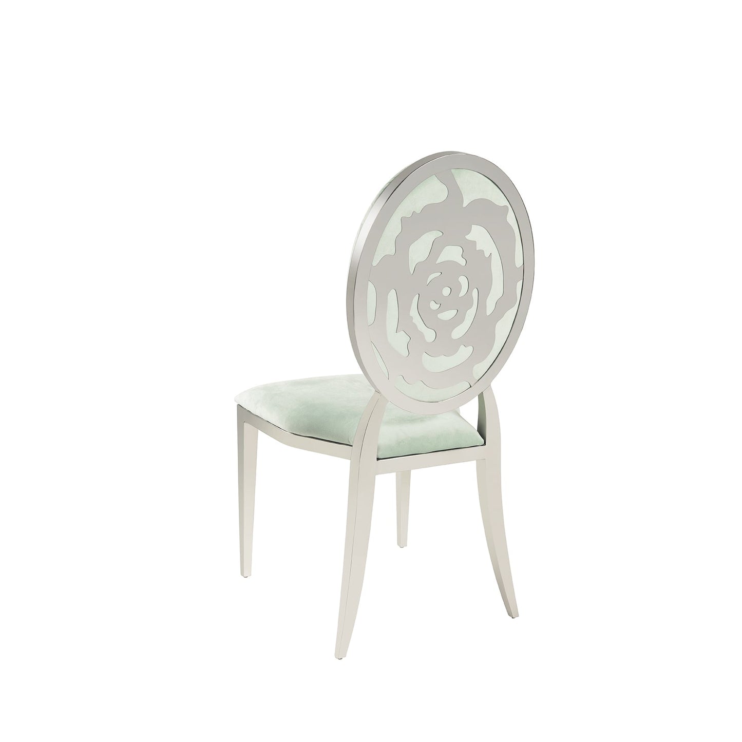 Ivory Velvet Silver Rose` Chair