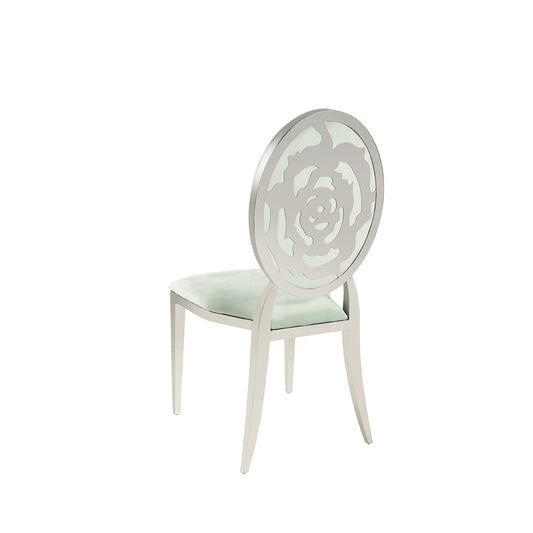 Ivory Velvet Silver Rose` Chair