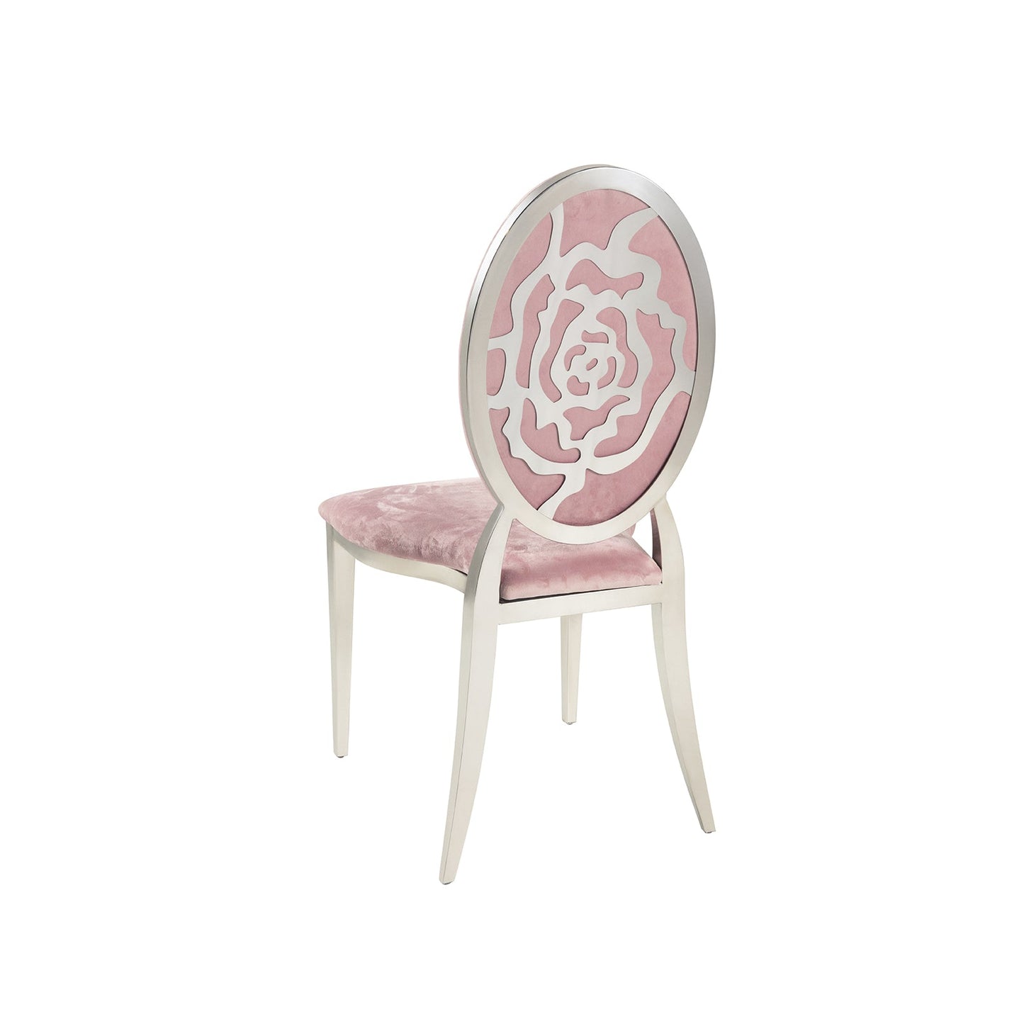 Pink Velvet Silver Rose` Chair