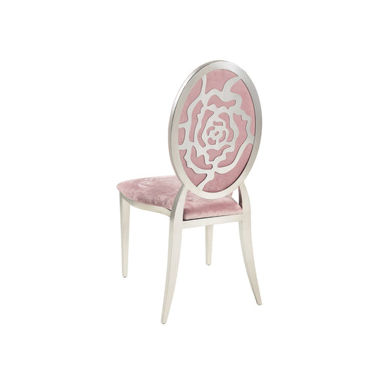 Pink Velvet Silver Rose` Chair