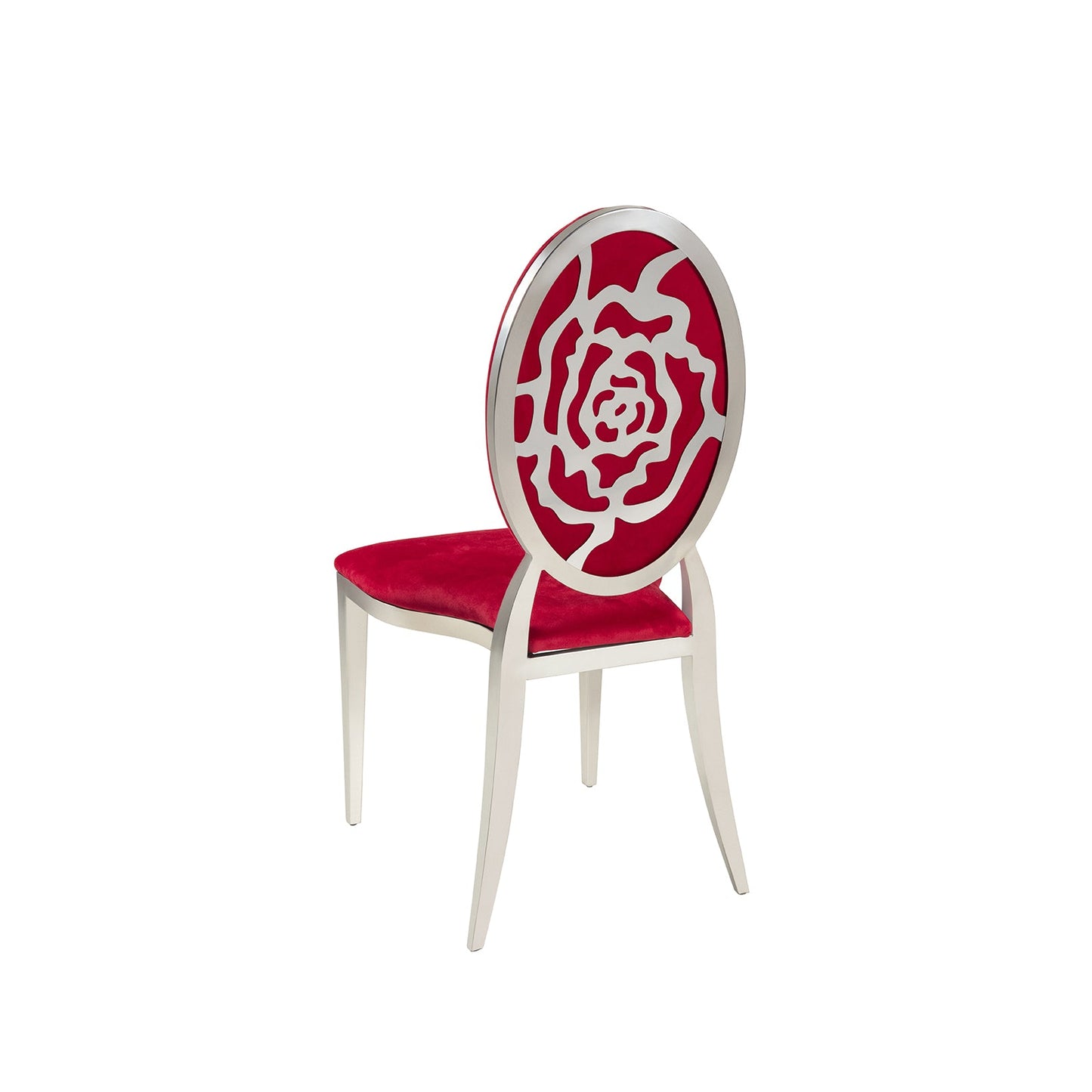 Red Velvet Silver Rose` Chair