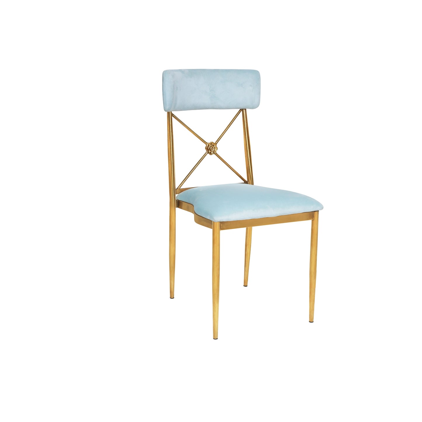 Powder Blue Velvet Gold X Chair
