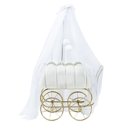 Cream Velvet Carriage Bassinet