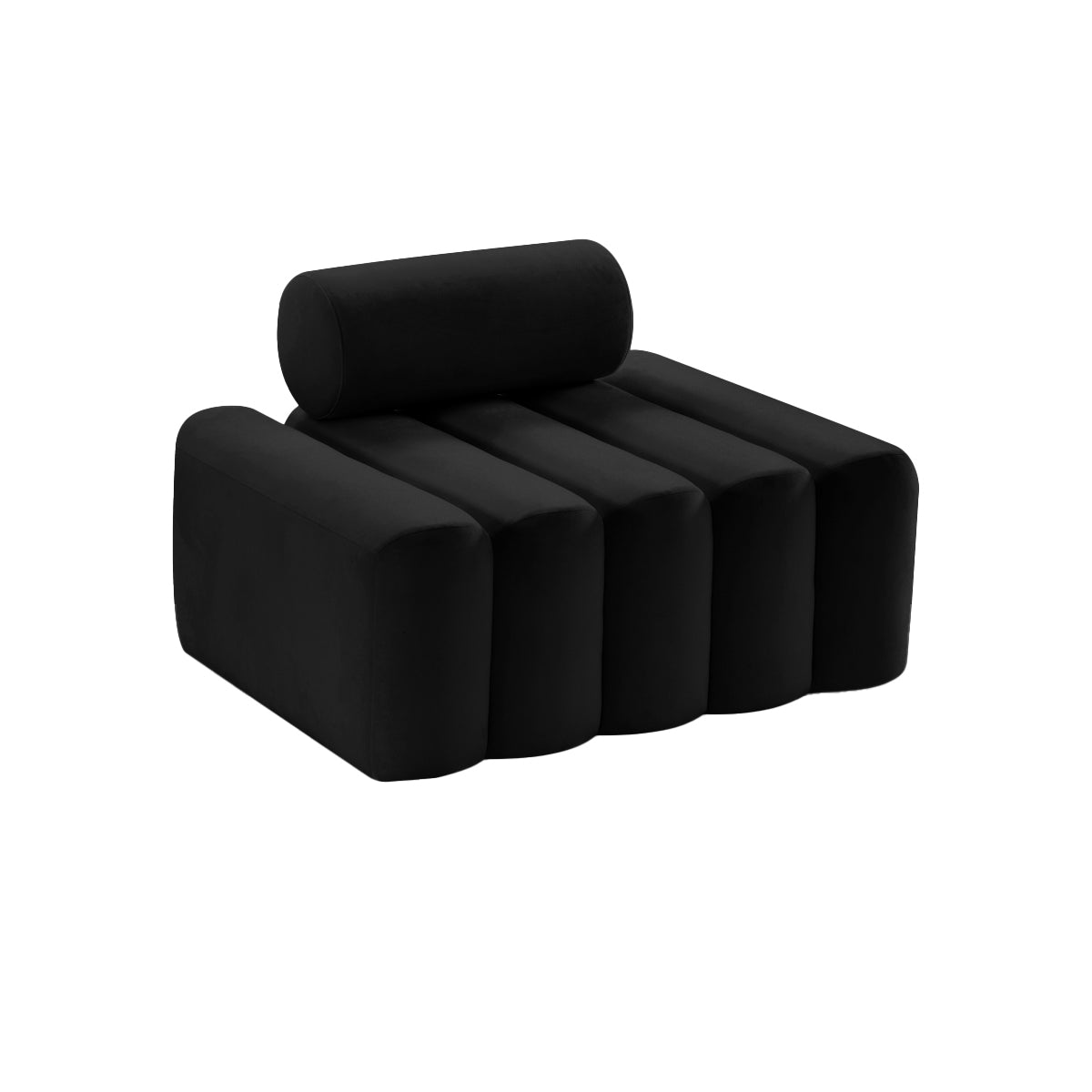 Black Velvet Cylinder Lounge Chair