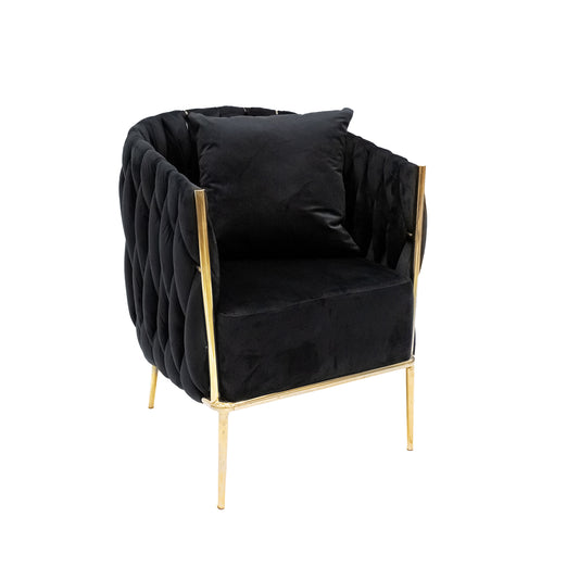 Black Velvet Webbing Design Lounge Chair