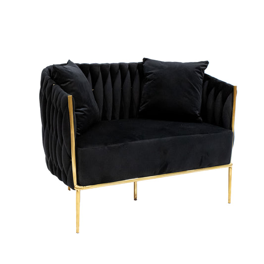 Black Velvet Webbing Design Loveseat