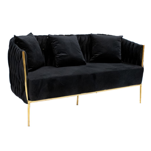 Black Velvet Webbing Design Sofa