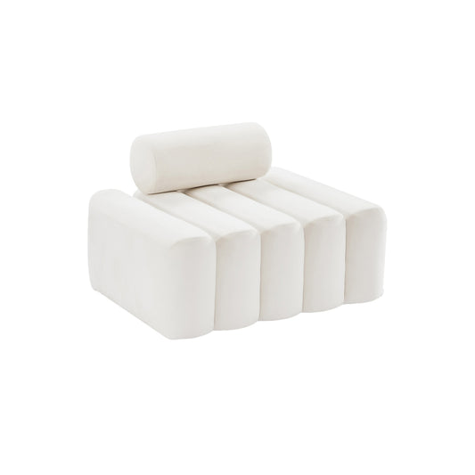 Cream Velvet Cylinder Lounge Chair