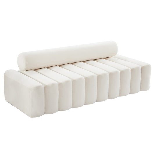 Cream Velvet Cylinder Sofa