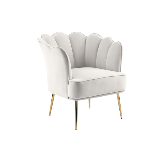 Cream Velvet Scalloped Lounge Chair