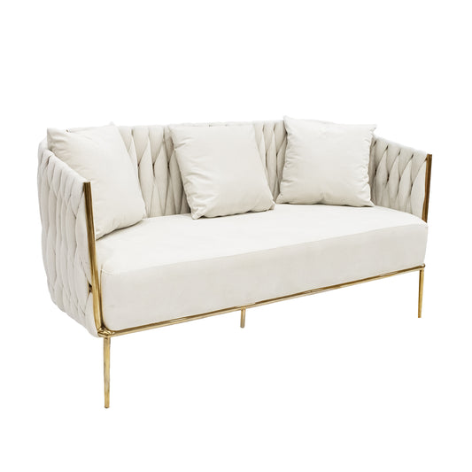 Cream Velvet Webbing Design Sofa