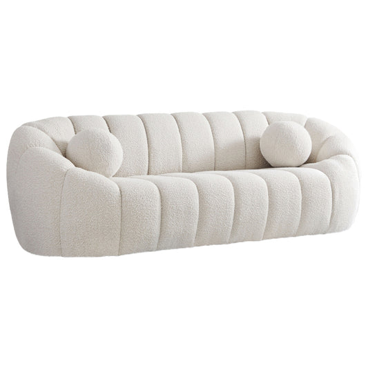 White Boucle Sofa