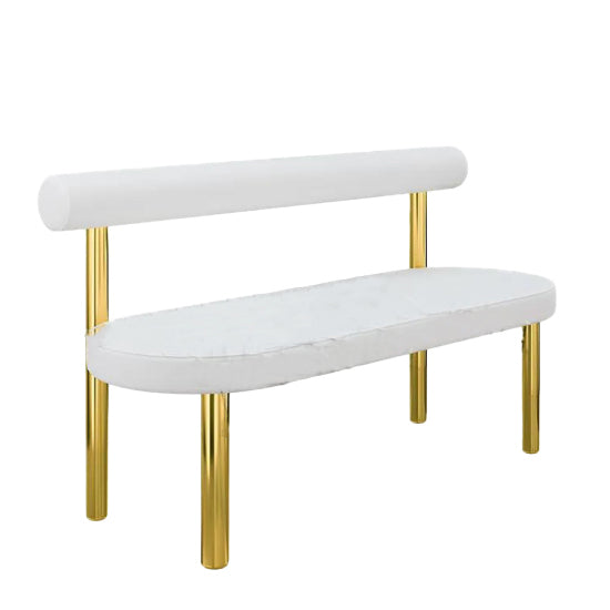 White Velvet Gold Cylinder Bench