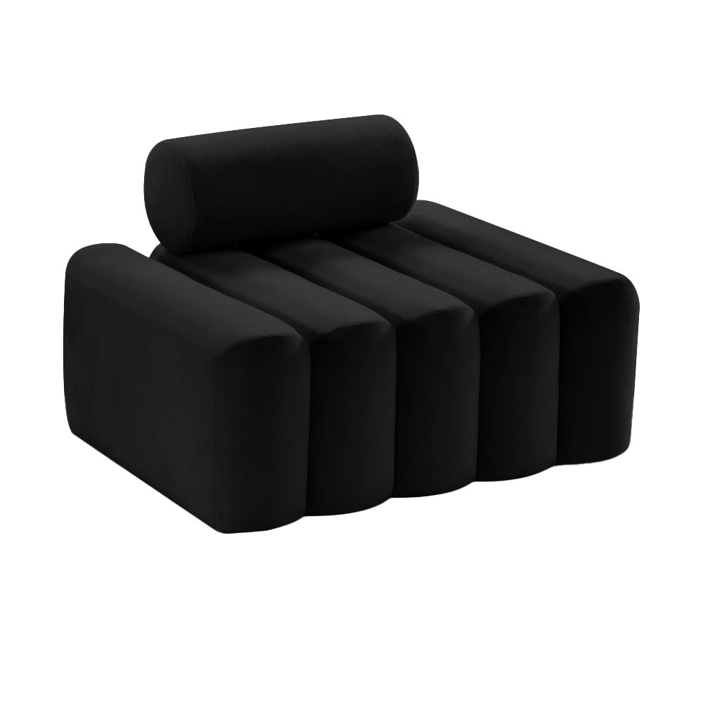 Black Velvet Cylinder Lounge Chair