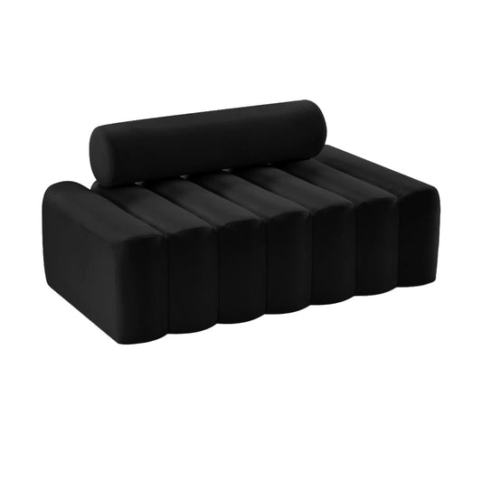 Black Velvet Cylinder Loveseat