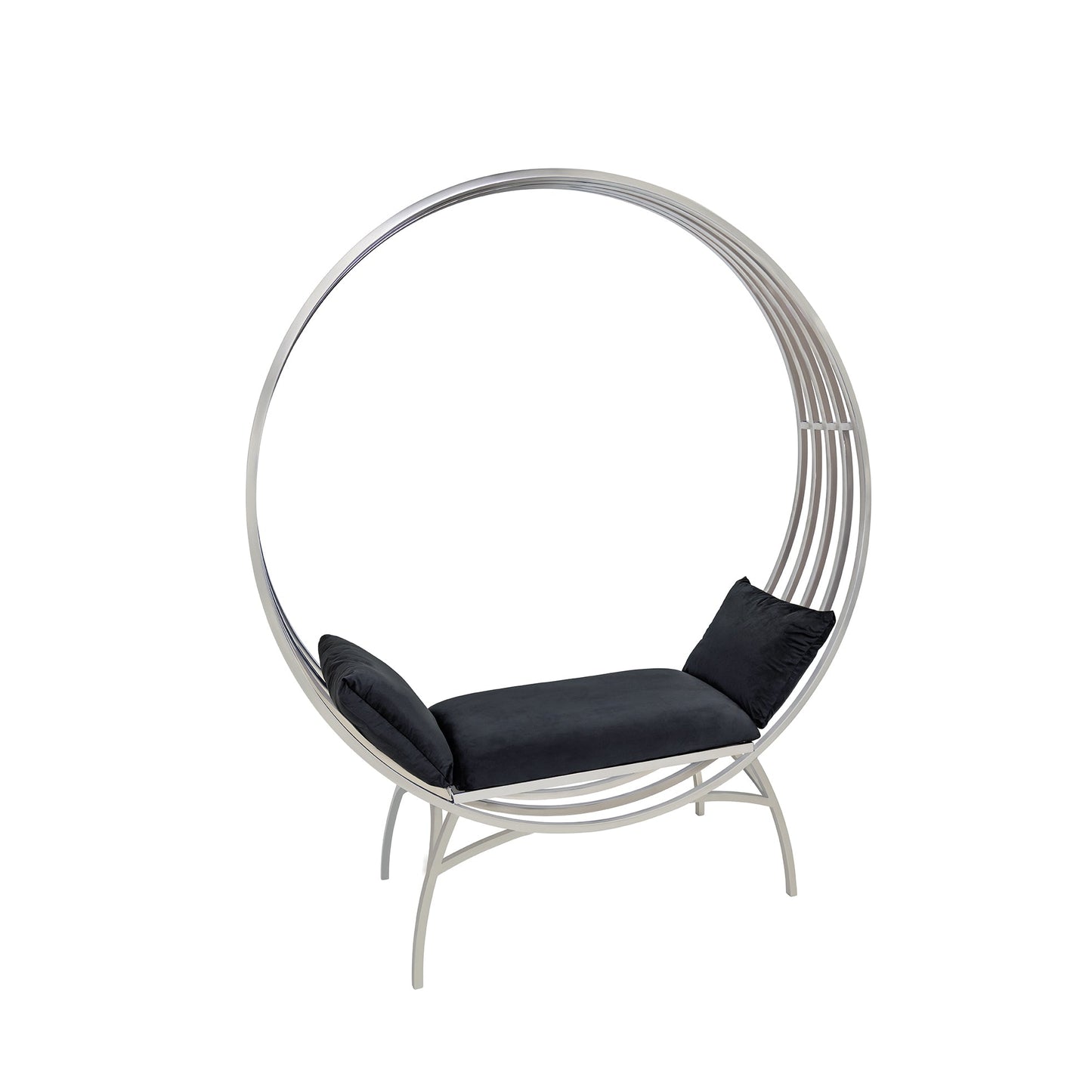 Black Silver Circular Bench