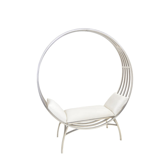 White Silver Circular Bench