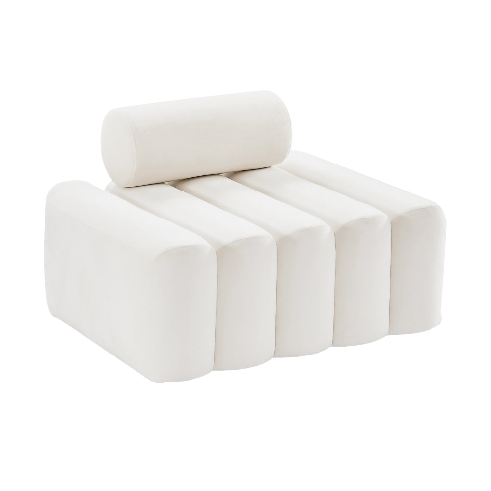 Cream Velvet Cylinder Lounge Chair