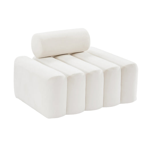 Cream Velvet Cylinder Lounge Chair