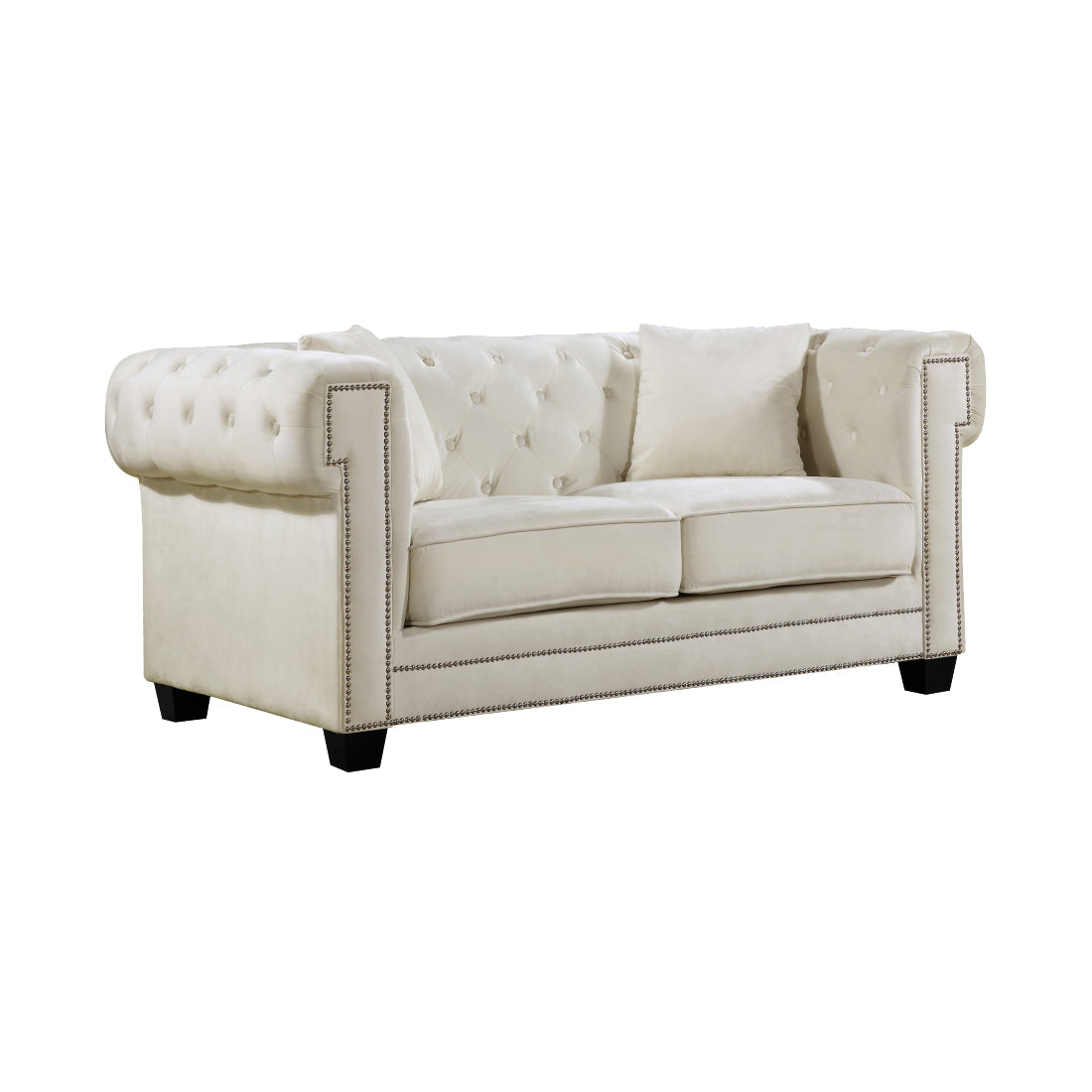 Cream Velvet  Tufted Sofa