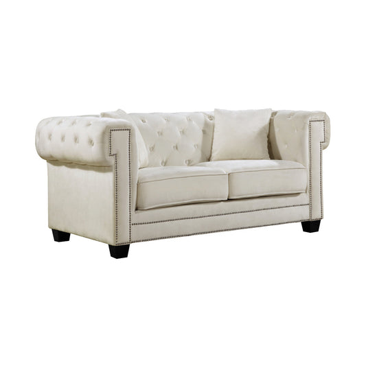 Cream Velvet  Tufted Sofa